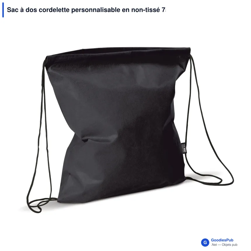 Sac à dos cordelette personnalisable en non-tissé 75 g/m² avec logo - 37 x 41 cm - Image 5