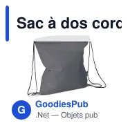 Sac à dos cordelette personnalisable en non-tissé 75 g/m² avec logo - 37 x 41 cm - Miniature 6