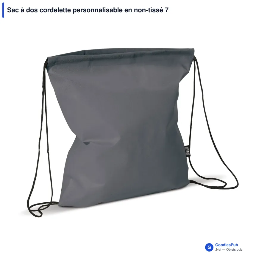 Sac à dos cordelette personnalisable en non-tissé 75 g/m² avec logo - 37 x 41 cm - Image 6