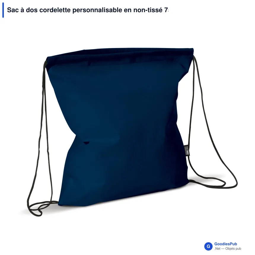 Sac à dos cordelette personnalisable en non-tissé 75 g/m² avec logo - 37 x 41 cm - Image 7
