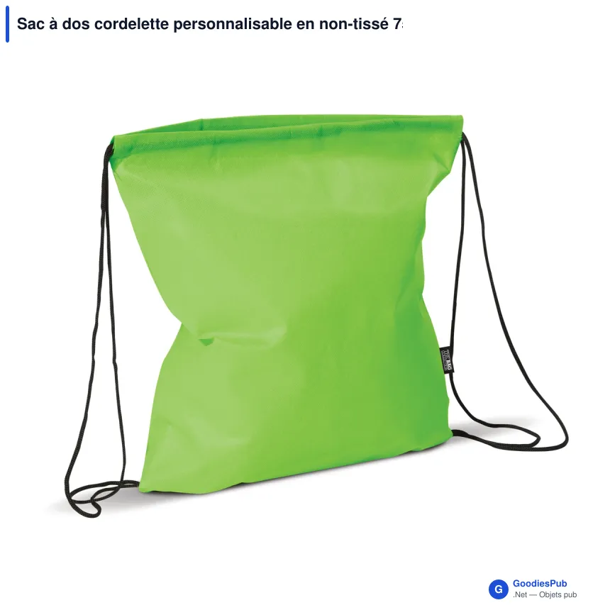 Sac à dos cordelette personnalisable en non-tissé 75 g/m² avec logo - 37 x 41 cm - Image 8
