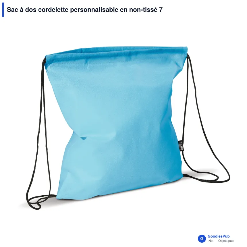 Sac à dos cordelette personnalisable en non-tissé 75 g/m² avec logo - 37 x 41 cm - Image 9
