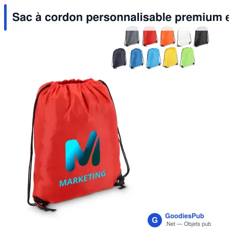Sac à cordon personnalisable premium en polyester avec logo - Premium