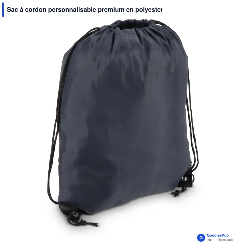 Sac à cordon personnalisable premium en polyester avec logo - Premium - Image 2