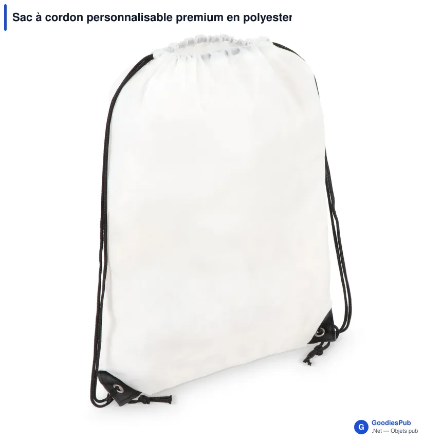 Sac à cordon personnalisable premium en polyester avec logo - Premium - Image 3