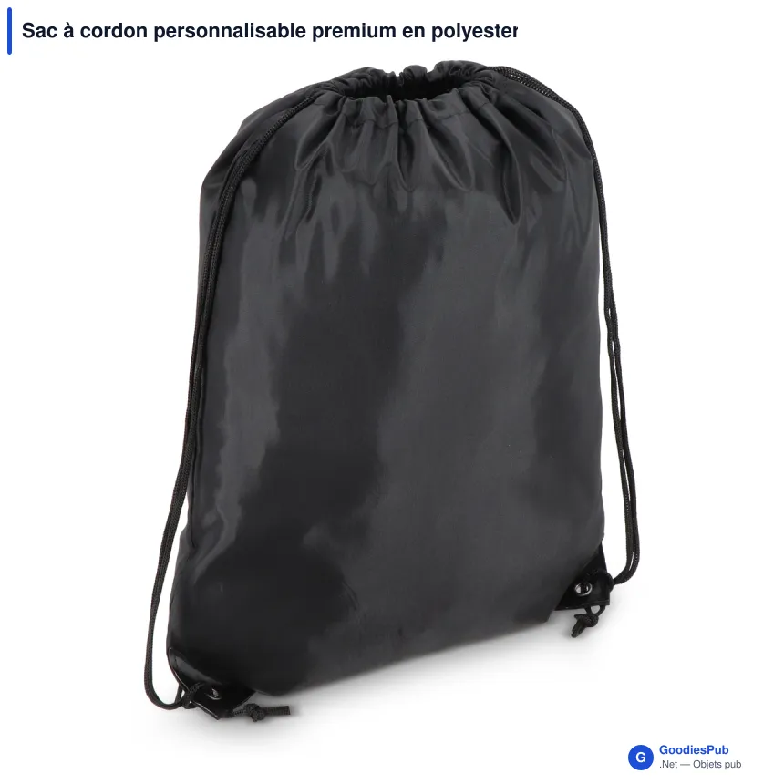 Sac à cordon personnalisable premium en polyester avec logo - Premium - Image 4