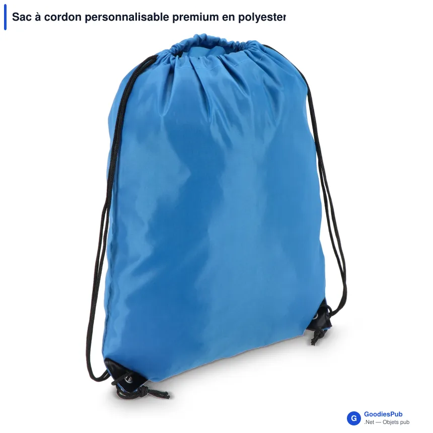 Sac à cordon personnalisable premium en polyester avec logo - Premium - Image 5