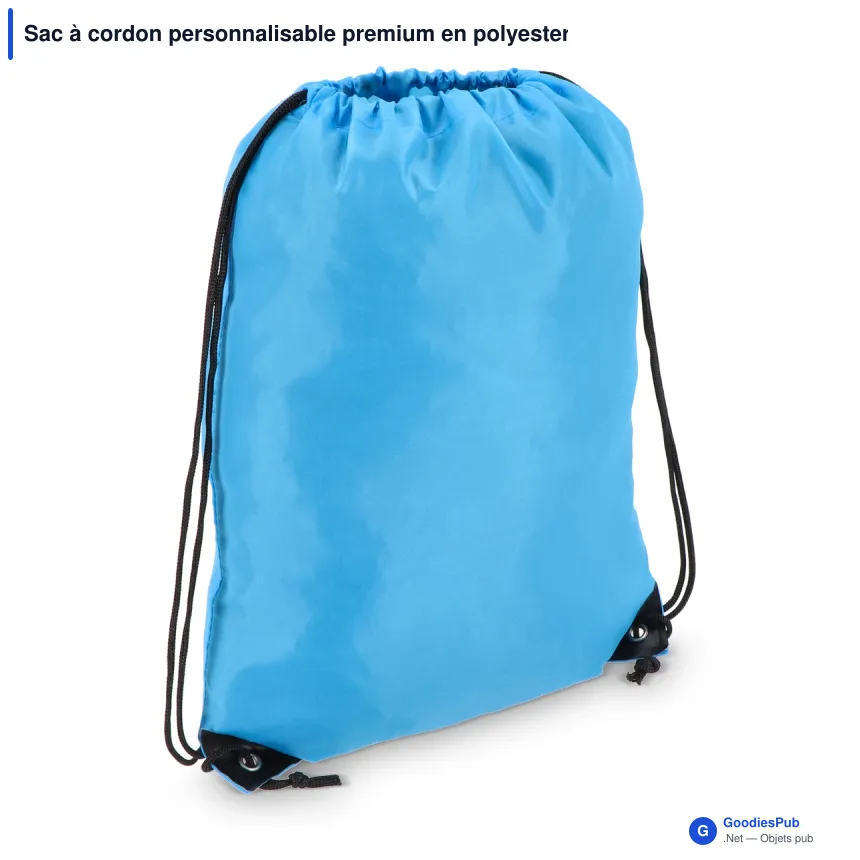 Sac à cordon personnalisable premium en polyester avec logo - Premium - Image 6