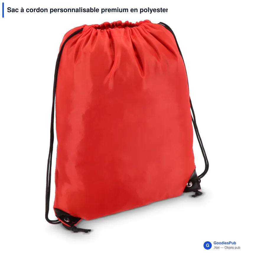Sac à cordon personnalisable premium en polyester avec logo - Premium - Image 7