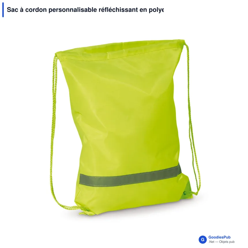 Sac à cordon personnalisable réfléchissant en polyester avec logo - Réfléchissant - Image 2