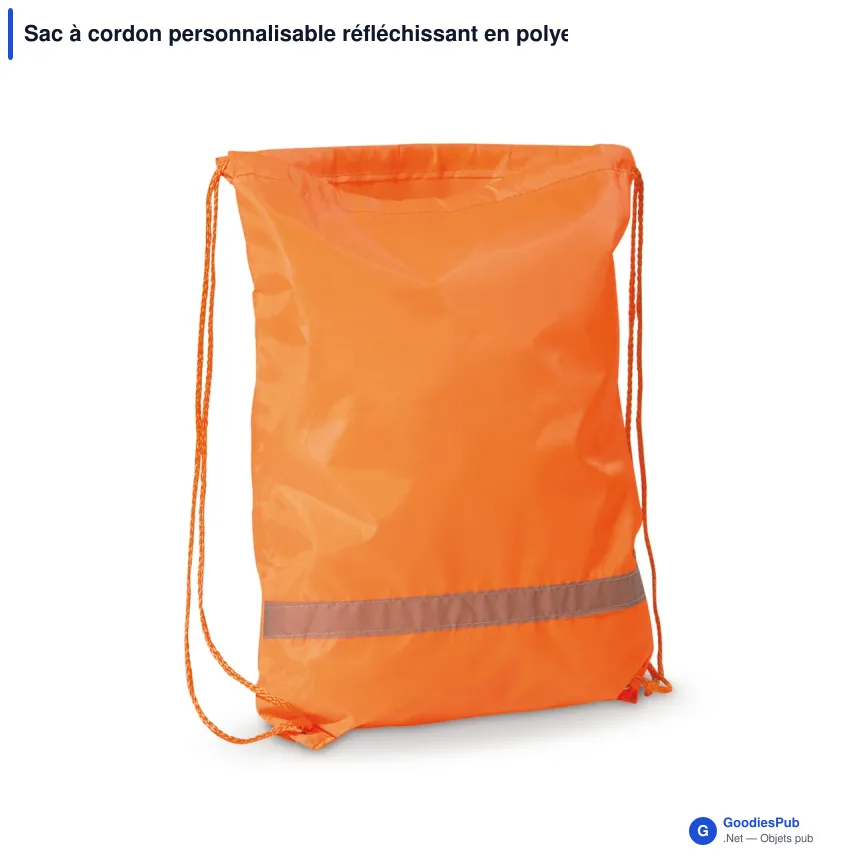 Sac à cordon personnalisable réfléchissant en polyester avec logo - Réfléchissant - Image 3