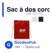 Sac à dos cordelettes personnalisable en coton OEKO-TEX® 35x45 cm avec logo - Couleurs - Miniature 1