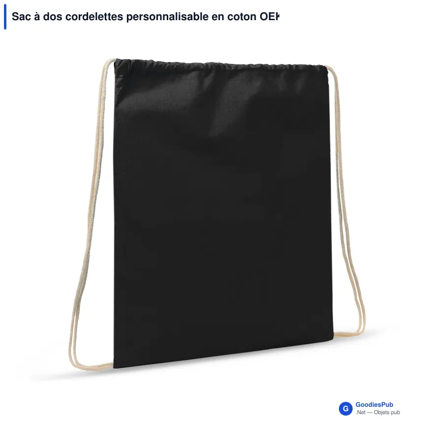 Sac à dos cordelettes personnalisable en coton OEKO-TEX® 35x45 cm avec logo - Couleurs - Image 3