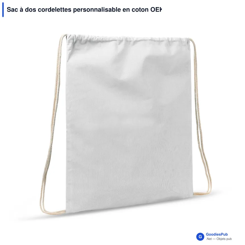 Sac à dos cordelettes personnalisable en coton OEKO-TEX® 35x45 cm avec logo - Couleurs - Image 4
