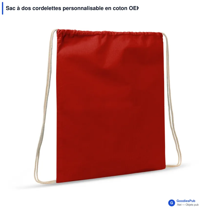 Sac à dos cordelettes personnalisable en coton OEKO-TEX® 35x45 cm avec logo - Couleurs - Image 5