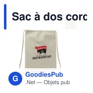 Sac à dos cordelettes personnalisable en coton OEKO-TEX® 35x45 cm avec logo - Écru - Miniature 1