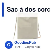 Sac à dos cordelettes personnalisable en coton OEKO-TEX® 35x45 cm avec logo - Écru - Miniature 2