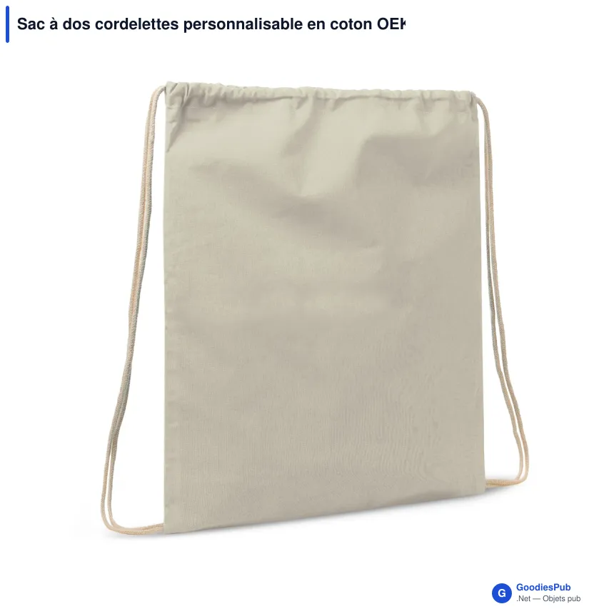 Sac à dos cordelettes personnalisable en coton OEKO-TEX® 35x45 cm avec logo - Écru - Image 2