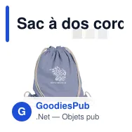 Sac à dos cordelettes personnalisable en coton recyclé 38x42 cm avec logo - Recyclé - Miniature 1