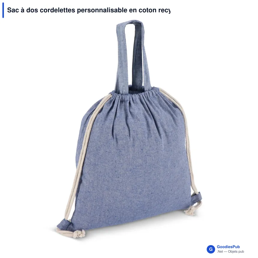 Sac à dos cordelettes personnalisable en coton recyclé 38x42 cm avec logo - Recyclé - Image 2