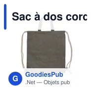 Sac à dos cordelettes personnalisable en coton recyclé 38x42 cm avec logo - Recyclé - Miniature 3