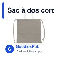Sac à dos cordelettes personnalisable en coton recyclé 38x42 cm avec logo - Recyclé - Miniature 4