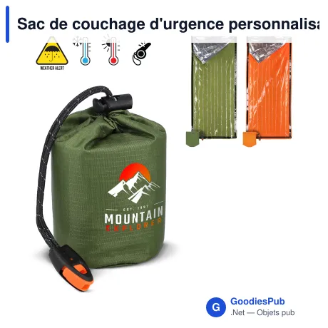 Sac de couchage d'urgence personnalisable thermique avec logo - Survie