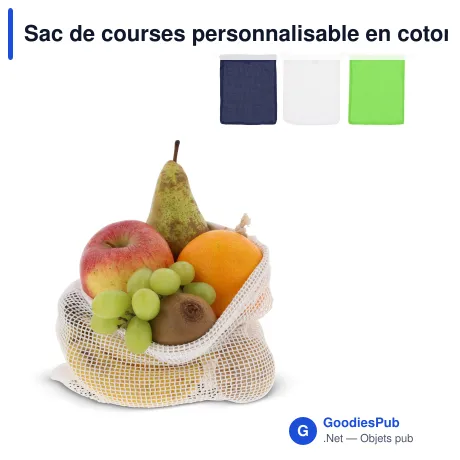 Sac de courses personnalisable en coton OEKO-TEX® 25x30 cm avec logo - Couleurs