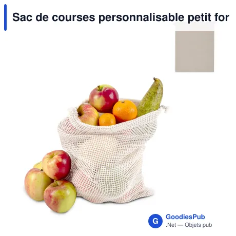 Sac de courses personnalisable petit format en coton OEKO-TEX® avec logo - Écru