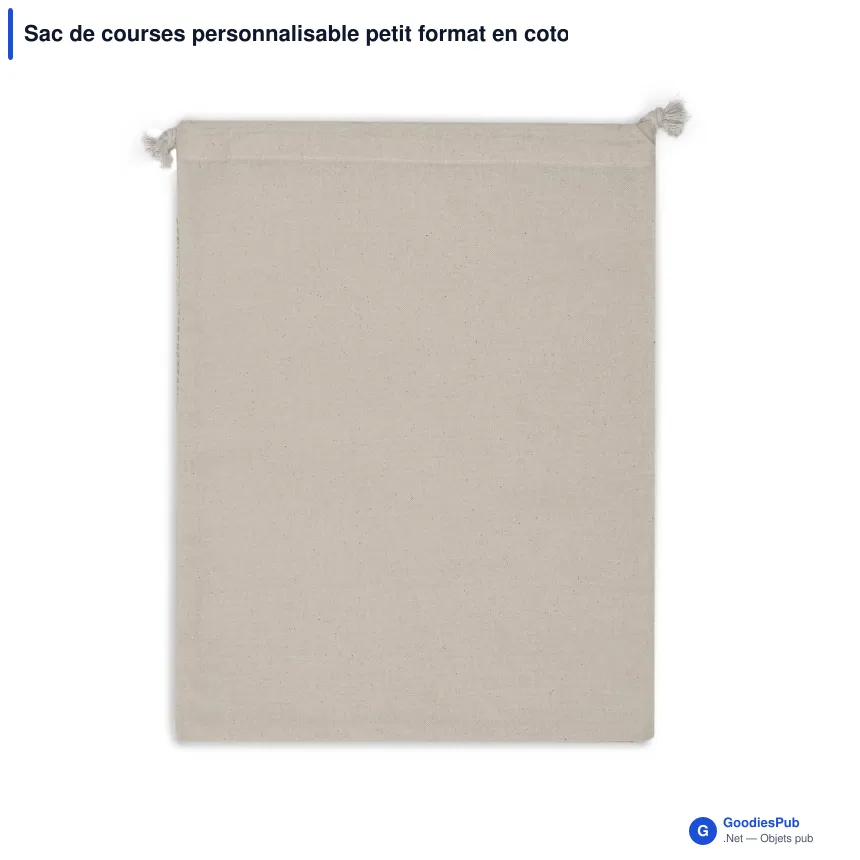 Sac de courses personnalisable petit format en coton OEKO-TEX® avec logo - Écru - Image 2