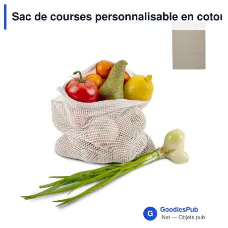 Sac de courses personnalisable en coton OEKO-TEX® 30x40 cm avec logo - Écru
