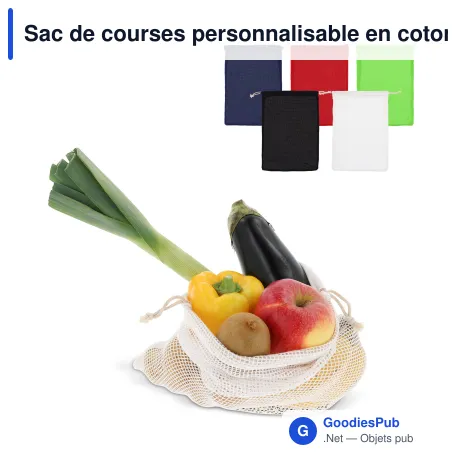 Sac de courses personnalisable en coton OEKO-TEX® 30x40 cm avec logo - Couleurs