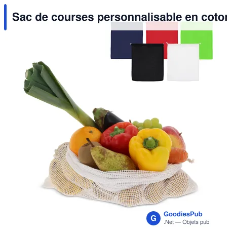 Sac de courses personnalisable en coton OEKO-TEX® 40x45 cm avec logo - Grand format