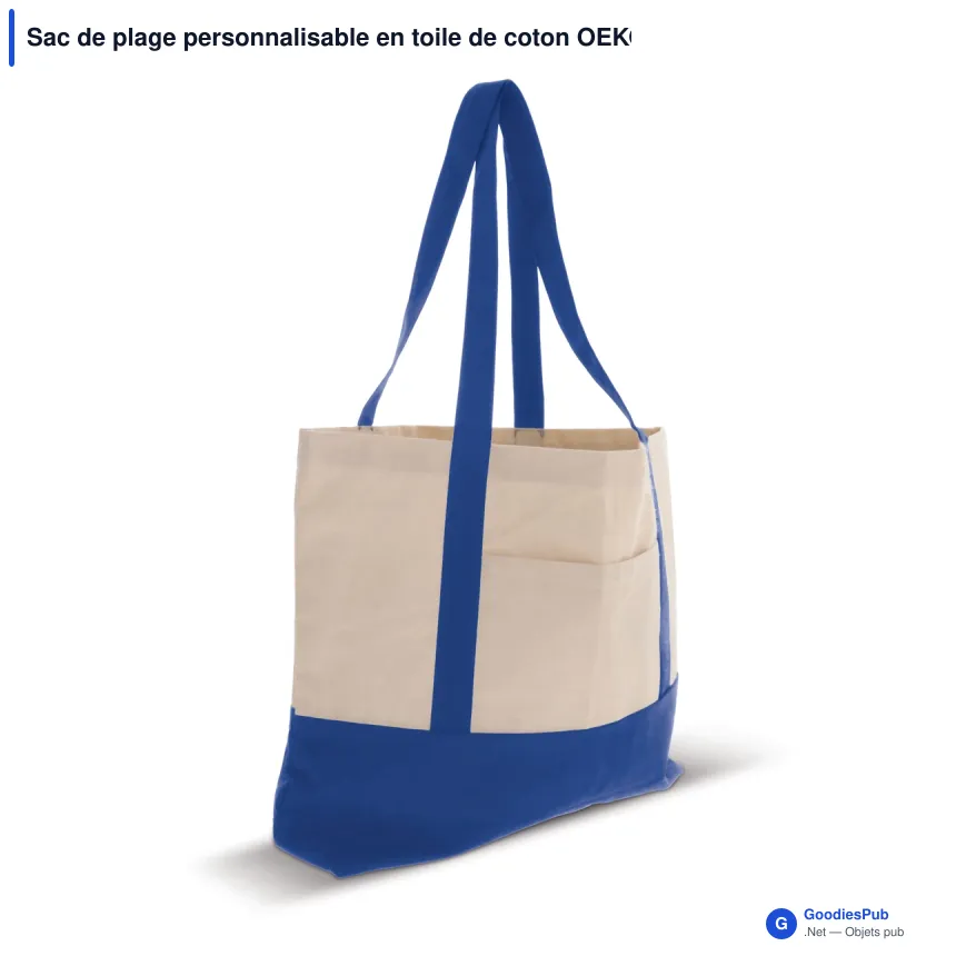 Sac de plage personnalisable en toile de coton OEKO-TEX® 280 g/m² avec logo - Plage - Image 2