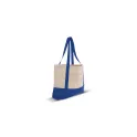 Variante Bleu - Sac de plage personnalisable en toile de coton OEKO-TEX® 280 g/m² avec logo - Plage