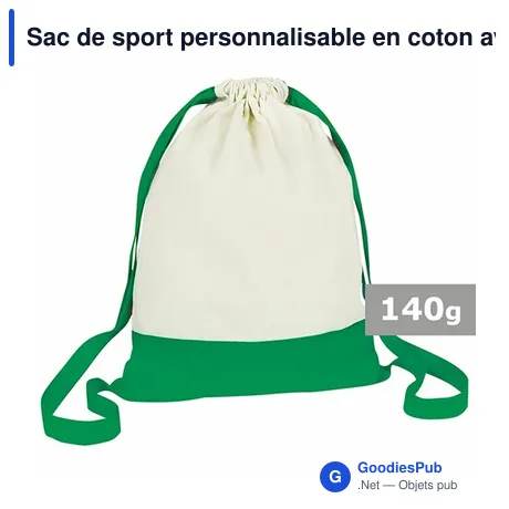 Sac de sport personnalisable en coton avec logo - Tess