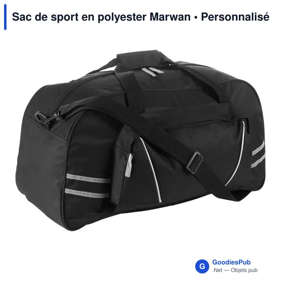 Sac de sport personnalisable Marwan avec logo - Polyester 600D - Image 6