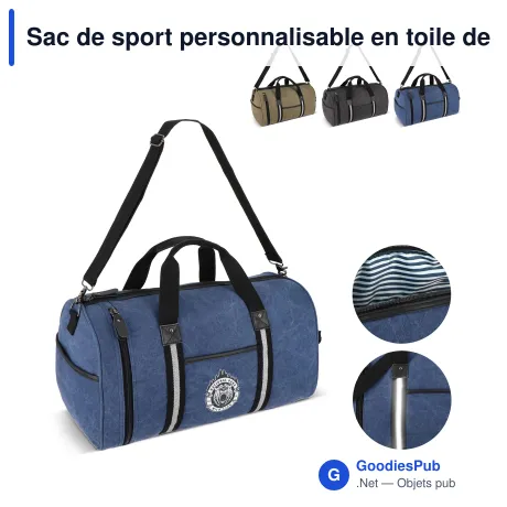 Sac de sport personnalisable en toile de coton recyclée avec logo - Harper