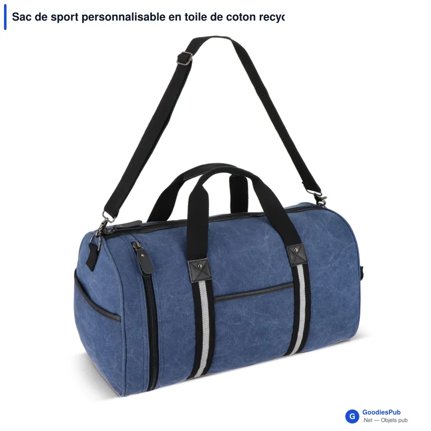 Sac de sport personnalisable en toile de coton recyclée avec logo - Harper - Image 2