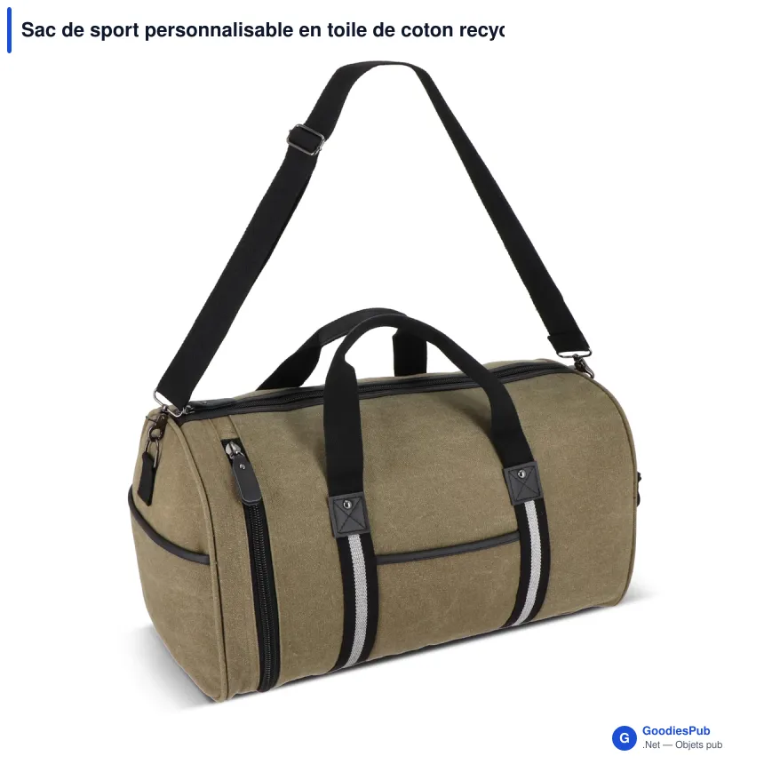 Sac de sport personnalisable en toile de coton recyclée avec logo - Harper - Image 3