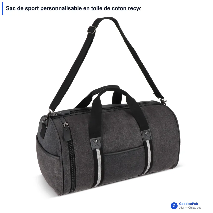 Sac de sport personnalisable en toile de coton recyclée avec logo - Harper - Image 4