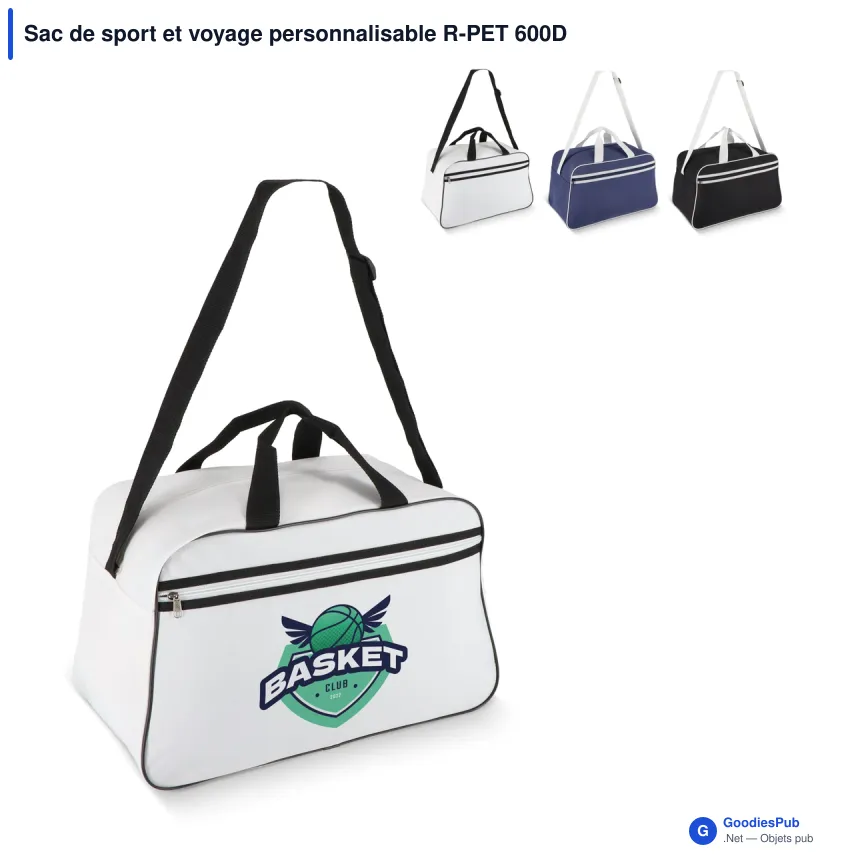Sac de sport et voyage personnalisable R-PET 600D 30 L avec logo - Bicolore - Image 1