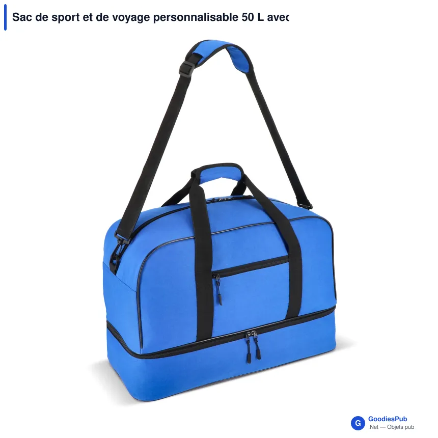 Sac de sport et de voyage personnalisable 50 L avec logo - R-PET 600D - Image 2