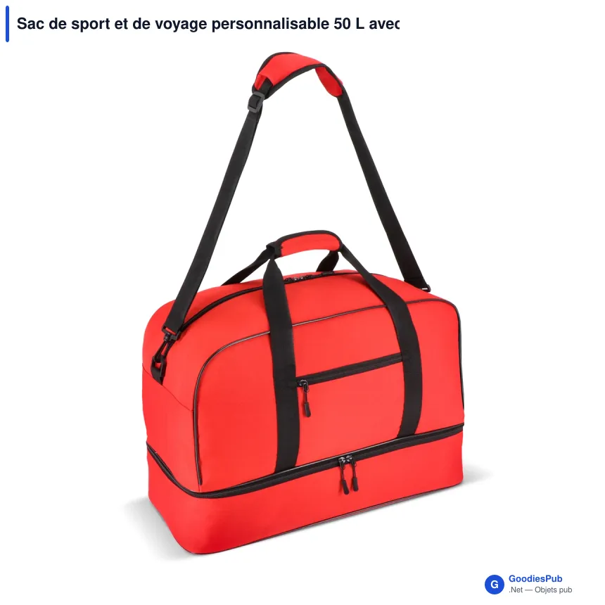 Sac de sport et de voyage personnalisable 50 L avec logo - R-PET 600D - Image 3