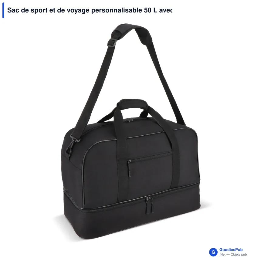 Sac de sport et de voyage personnalisable 50 L avec logo - R-PET 600D - Image 4