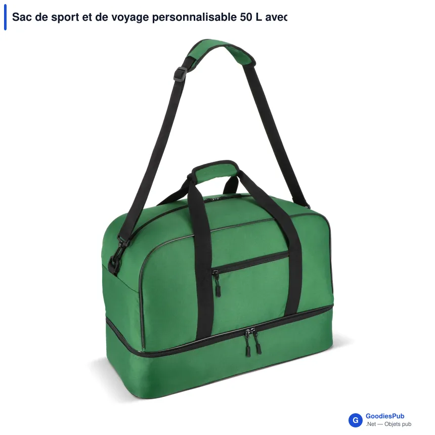 Sac de sport et de voyage personnalisable 50 L avec logo - R-PET 600D - Image 5
