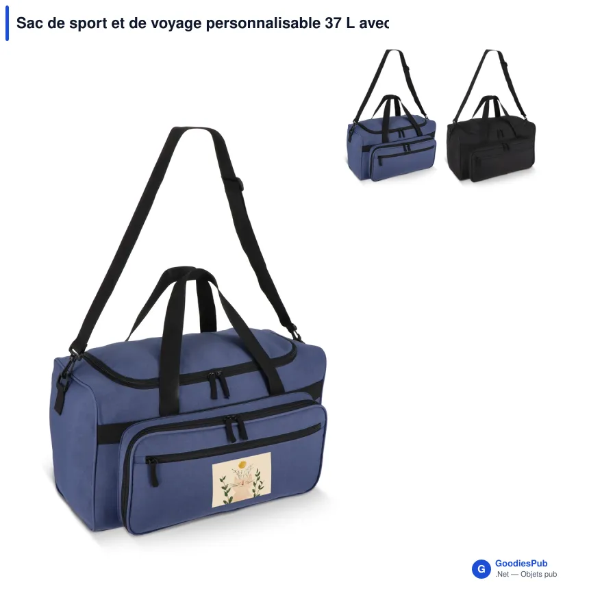 Sac de sport et de voyage personnalisable 37 L avec logo - R-PET 600D - Image 1