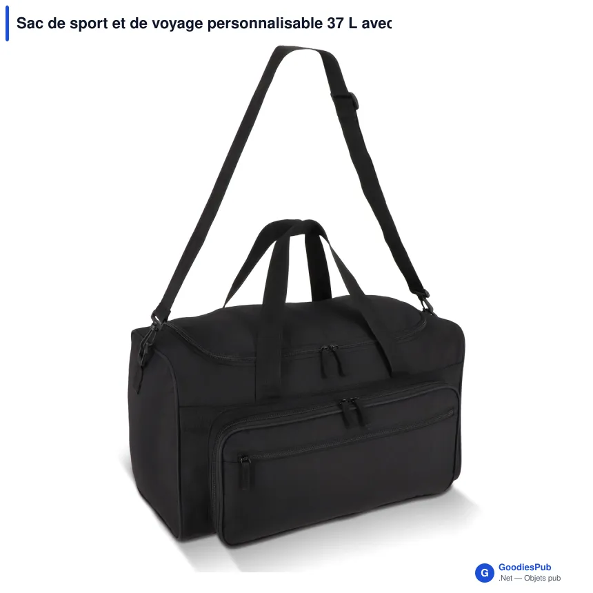 Sac de sport et de voyage personnalisable 37 L avec logo - R-PET 600D - Image 3
