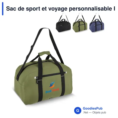 Sac de sport et voyage personnalisable R-PET 600D 35 L avec logo - Nevada