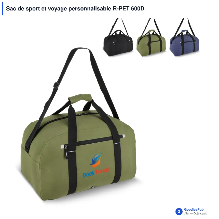 Sac de sport et voyage personnalisable R-PET 600D 35 L avec logo - Nevada - Image 1